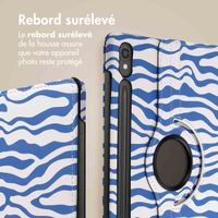 imoshion Coque tablette Design rotatif à 360° Samsung Galaxy Tab S9 11.0 pouces - White Blue Stripes