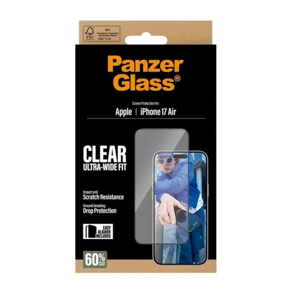PanzerGlass Protection d'écran Ultra-Wide Fit Anti-bactérienne avec applicateur Apple iPhone Air