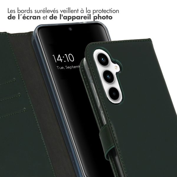 Selencia Étui portefeuille en cuir véritable Samsung Galaxy A55 - Vert