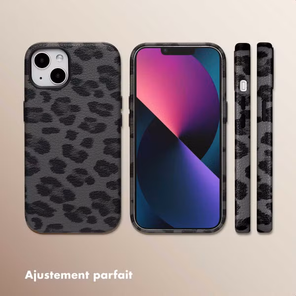 Selencia Coque Sabi imprimé panthère avec MagSafe Apple iPhone 13 - Midnight Black
