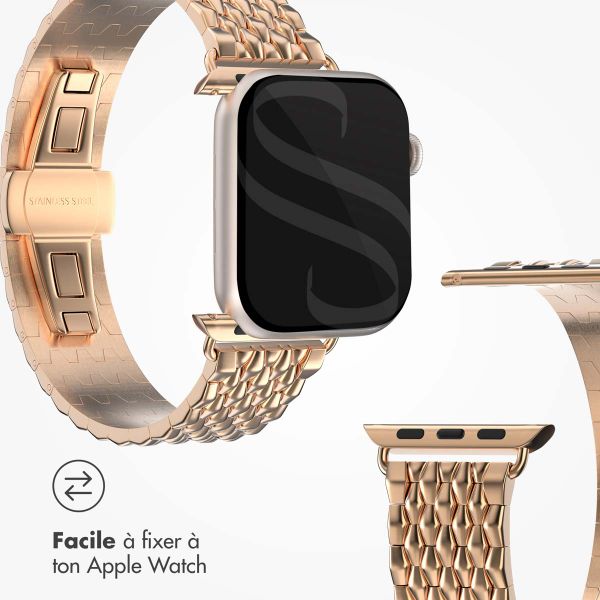 Selencia Bracelet dragon en acier Apple Watch Series 1 á 9 / SE (38/40/41 mm) | Series 10 (42 mm) - Or Rose