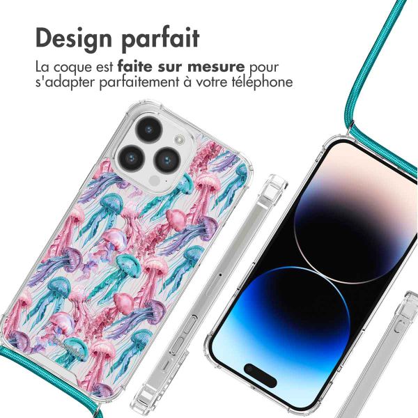 imoshion Coque Design avec cordon Apple iPhone 14 Pro - Jellyfish Watercolor