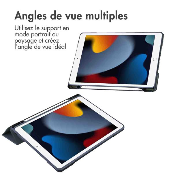 imoshion Coque tablette rigide Trifold iPad 9 (2021) 10.2 pouces / iPad 8 (2020) 10.2 pouces / iPad 7 (2019) 10.2 pouces - Bleu foncé