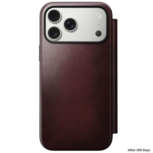 Nomad Étui de style livre folio moderne en cuir Horween avec MagSafe Apple iPhone 17 Pro Max - Burgundy
