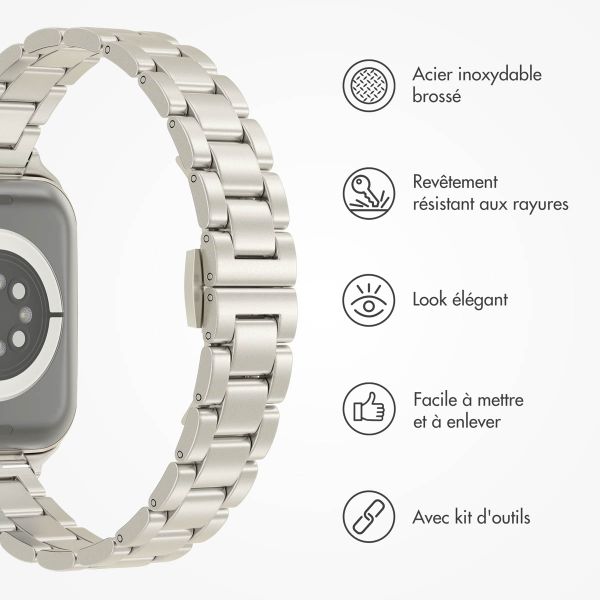 Selencia Bracelet à maillons fin en acier Apple Watch Series 1 á 9 / SE (38/40/41 mm) | Series 10 (42 mm) - Starlight