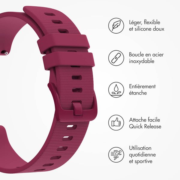 imoshion Bracelet sport en silicone avec boucle - Connexion universelle 22 mm - Fuchsia