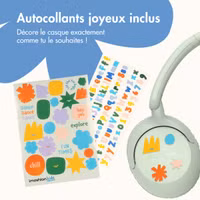imoshion Casque filaires pour enfants - Câble AUX - Limiteur de décibels - Mint Green