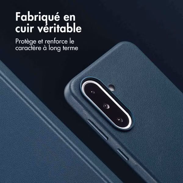Accezz Coque arrière en cuir avec MagSafe Samsung Galaxy A36 / A56 - Nightfall Blue