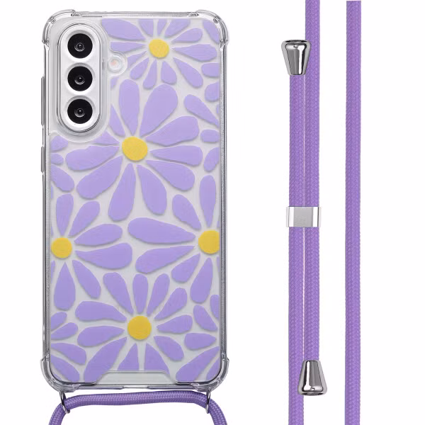 imoshion Coque Design avec cordon Samsung Galaxy A56 - Tropical Violet Flowers Connect