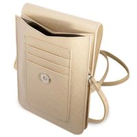 Guess Sac téléphone Saffiano Triangle - Convient aux smartphones jusqu'à 7 pouces - Beige