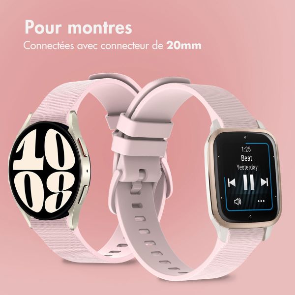 imoshion Bracelet sport en silicone avec boucle - Connexion universelle 20 mm - Rose