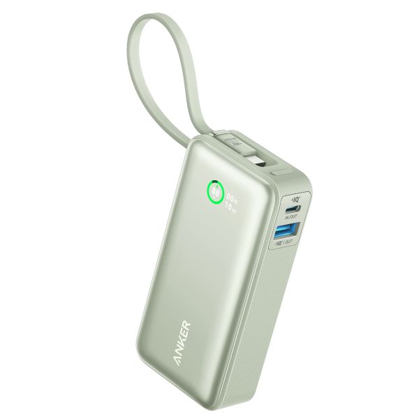 Anker Nano | Powerbank 10.000 mAh - 30 Watt - Câble USB-C intégré - Vert