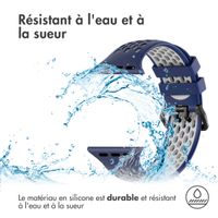 imoshion ﻿Boucle de bracelet de sport en silicone Apple Watch Series 1-9 / SE - 38/40/41 mm / Series 10 - 42 mm - Bleu foncé / Blanc