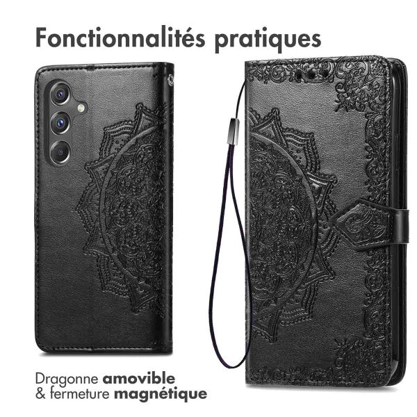 imoshion Etui de téléphone portefeuille Mandala Samsung Galaxy A15 (5G/4G) - Noir