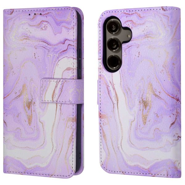 imoshion Étui de téléphone portefeuille Design Samsung Galaxy S24 - Purple Marble