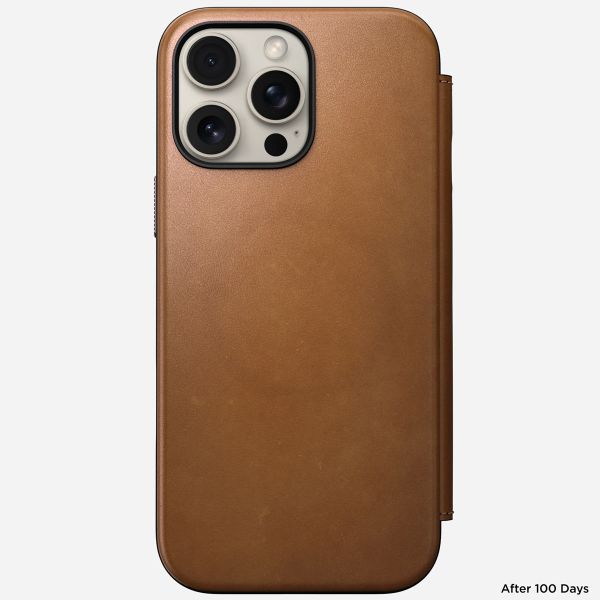 Nomad Étui de téléphone portefeuille Modern Leather Folio iPhone 16 Pro Max - English Tan