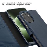 Selencia Étui portefeuille en cuir véritable OnePlus 15R - Bleu foncé