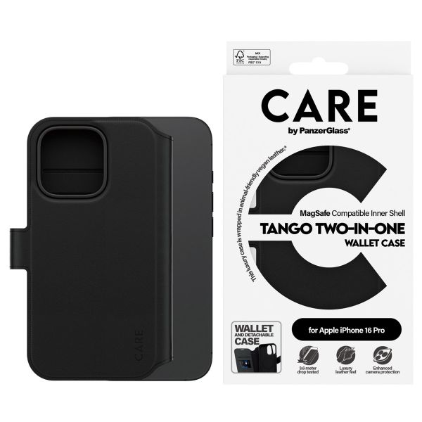 CARE by PanzerGlass Étui de télephone portefeuille Tango 2 en 1 avec MagSafe Apple iPhone 16 Pro - Noir