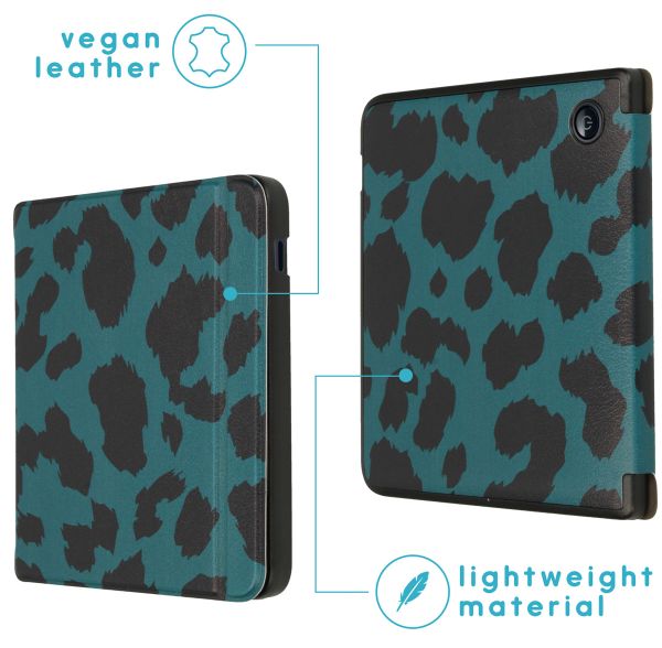 imoshion Design Slim Hard Sleepcover avec support Kobo Libra 2 / Tolino Vision 6 - Green Panther