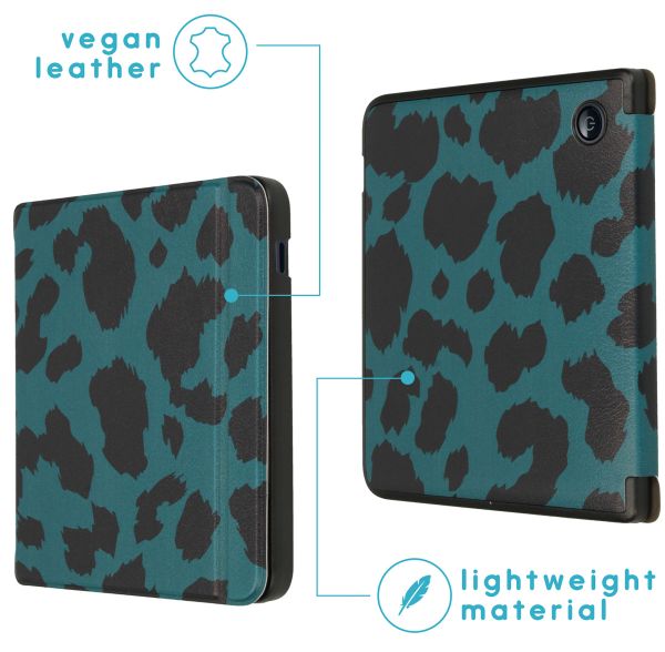 imoshion ﻿Design Slim Hard Sleepcover avec support Kobo Libra 2 / Tolino Vision 6 - Green Panther