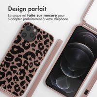 imoshion Coque design en silicone avec cordon iPhone 12 (Pro) - Animal Pink