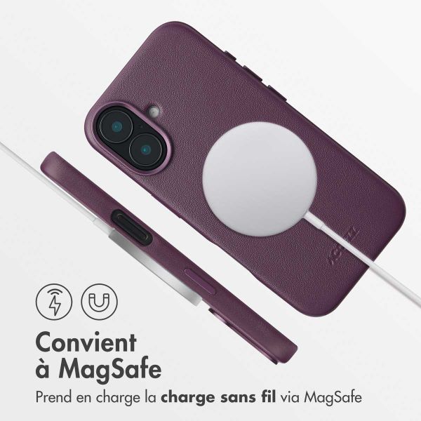 Accezz Coque arrière en cuir avec MagSafe Apple iPhone 16 - Heath Purple