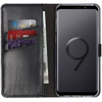 Selencia Étui portefeuille en cuir véritable Samsung Galaxy S9 Plus - Noir