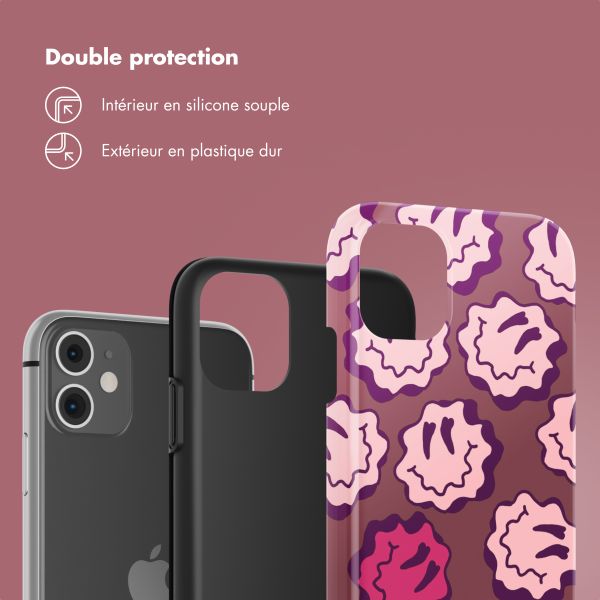 Selencia Coque arrière Vivid Apple iPhone 11 - Wavy Smiley Pink