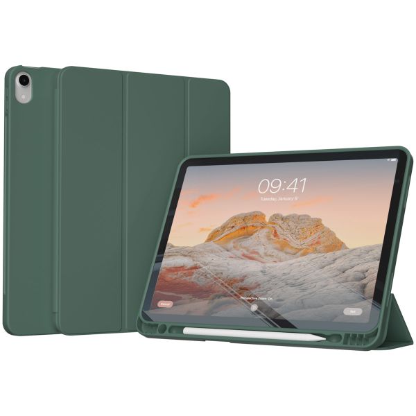 Accezz Coque tablette portefeuille Smart Silicone iPad 10 (2022) 10.9 pouces - Vert foncé