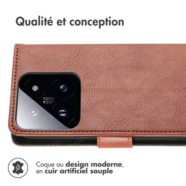 imoshion Étui de téléphone portefeuille Luxe Xiaomi 14T Pro - Brun