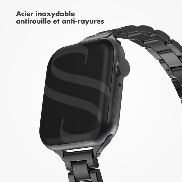 Selencia Bracelet à maillons fin en acier Apple Watch Series 1 t/m 9 / SE (38/40/41 mm) | Series 10 / 11 (42 mm) - Noir