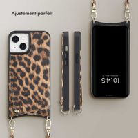 Selencia Coque arrière avec cordon et porte-cartes Nova iPhone 13 - Leopard