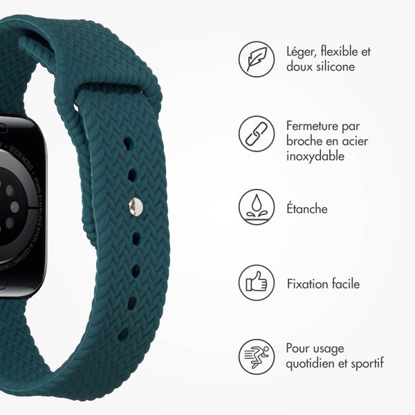 imoshion Bracelet tressé en silicone Apple Watch Series 1 t/m 11 / SE / Ultra (44/45/46/49 mm) - Vert foncé