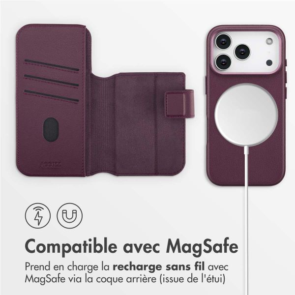 Accezz Étui de téléphone portefeuille en cuir 2-en-1 avec MagSafe Apple iPhone 17 Pro - Heath Purple