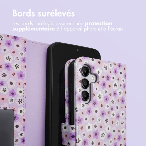 imoshion ﻿Étui de téléphone portefeuille Design Samsung Galaxy A14 (5G/4G) - Purple Flowers