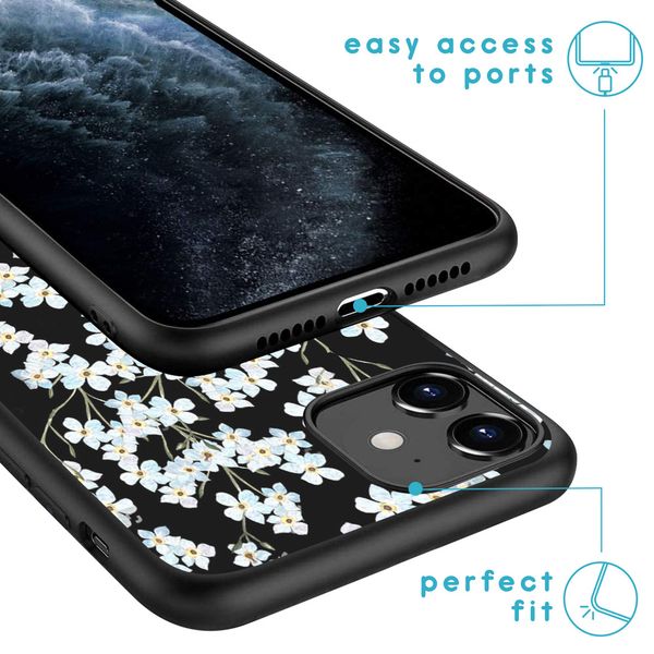 imoshion Coque Design iPhone 11 - Fleur - Blanc / Noir