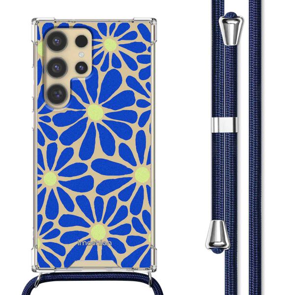 imoshion Coque Design avec cordon Samsung Galaxy S24 Ultra - Cobalt Blue Flowers Connect