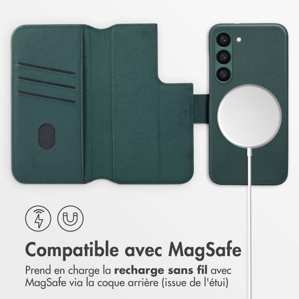 Accezz Étui de télephone portefeuille en cuir 2-en-1 avec MagSafe Samsung Galaxy S23 - Cedar Green