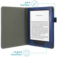 imoshion Étui de liseuse portefeuille en cuir végan Amazon Kindle 10 - Bleu foncé