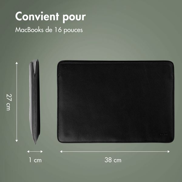 Accezz Leather Pochette ordinateur MacBook 16 pouces - Noir