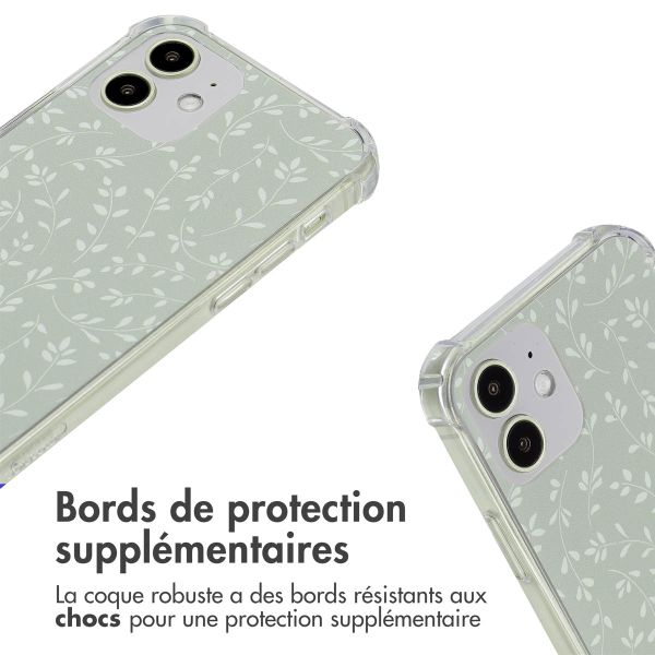 imoshion Coque Design avec cordon Apple iPhone 12 (Pro) - Smoke Green Flowers