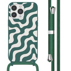 imoshion Coque design en silicone avec cordon Apple iPhone 13 Pro Max - Petrol Green Groovy