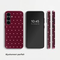 Selencia Coque arrière Vivid Samsung Galaxy S24 - Happy Dots Burgundy