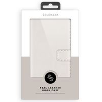 Selencia Étui de téléphone portefeuille en cuir véritable Samsung Galaxy A72 - Greige