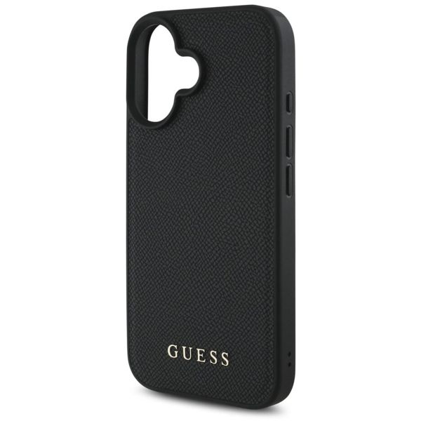 Guess Coque Grained MagSafe avec Flower Charm Strap Apple iPhone 16 - Noir