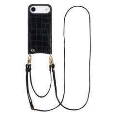 Selencia Coque de télephone Nova Croco avec cordon et porte-cartes Apple iPhone Air - Noir