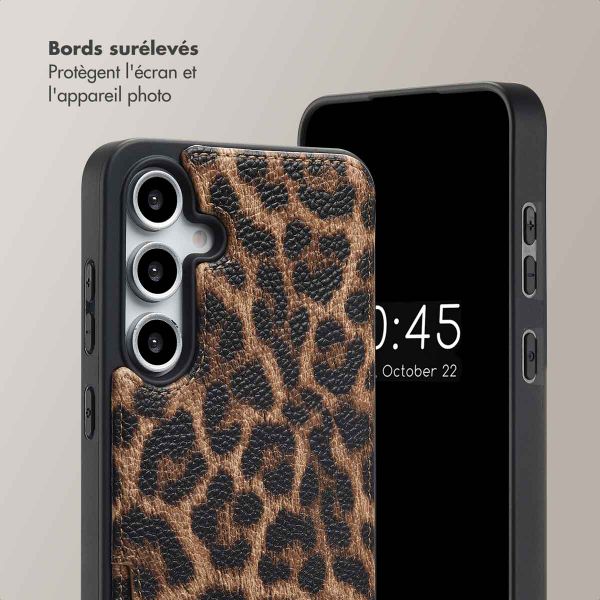 Selencia Coque de télephone Nova avec cordon et porte-cartes Samsung Galaxy S24 FE - Leopard