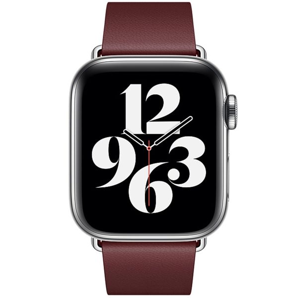 Apple Bracelet Leather Band Modern Buckle Apple Watch Series 1 t/m 9 / SE (38/40/41 mm) | Series 10 / 11 (42 mm) - Taille M - Garnet