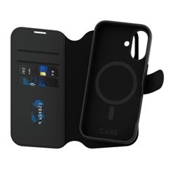 CARE by PanzerGlass Étui de télephone portefeuille Tango 2 en 1 avec MagSafe Apple iPhone 16 - Noir