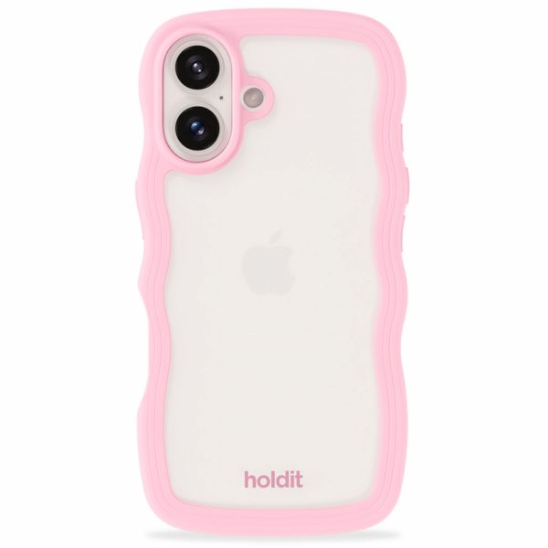 Holdit Coque Wavy iPhone 16 Plus - Pink / Transparent